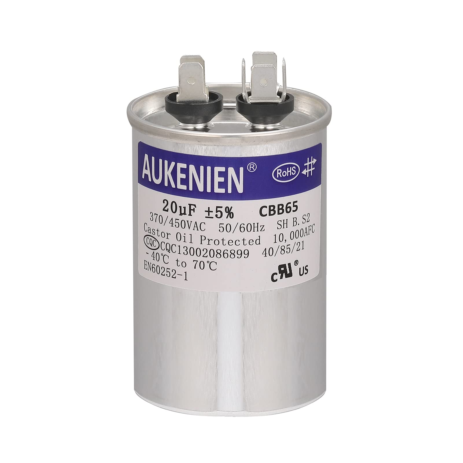 Buy AUKENIEN 20uF 370VAC 450VAC CBB65 Starting Round Capacitor 20 uF