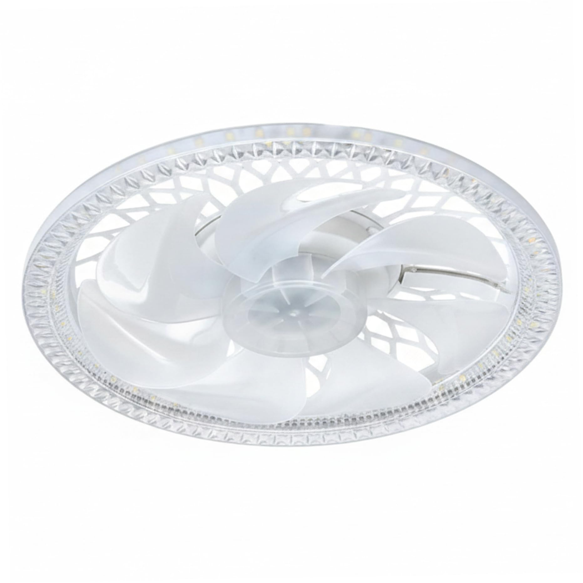 Ameble Ceiling Fan Light Remote LED E27, 360 Oscillating Dimmable Light with 4 Speeds for Bedroom Living Room White