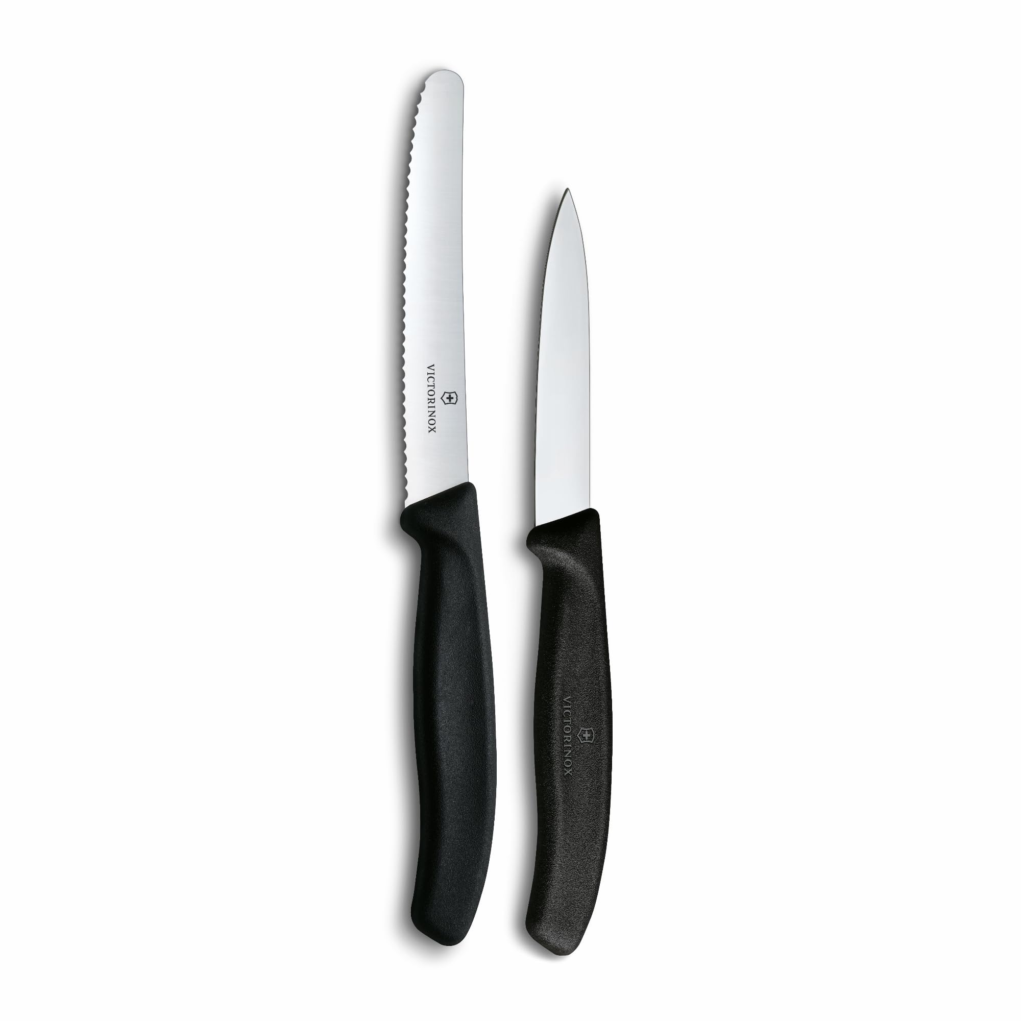 Victorinox Swiss Classic paring Knife Set, 2-piece, Straight Blade and Serrated Edge, Stainless Steel, Swiss Made, Black