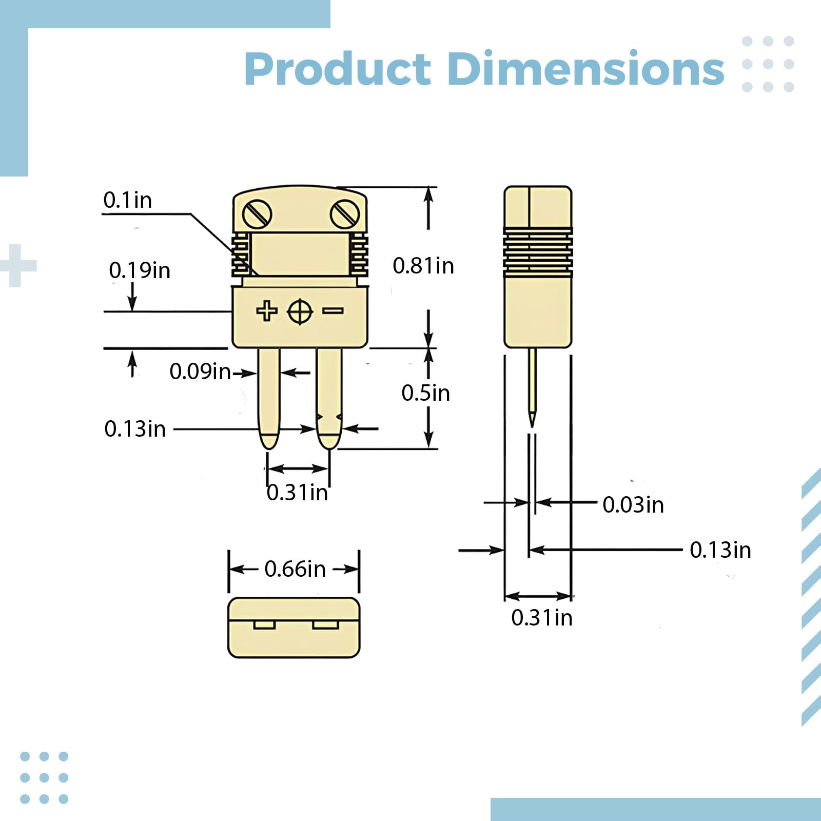 Mini T-Typ Thermoelementdraht-Steckverbinder, präziser T-Typ Thermoelement-Stecker zur Temperaturmessung, mit Metallstiften, sicherem Schraubverschluss, ideal für Kühlung