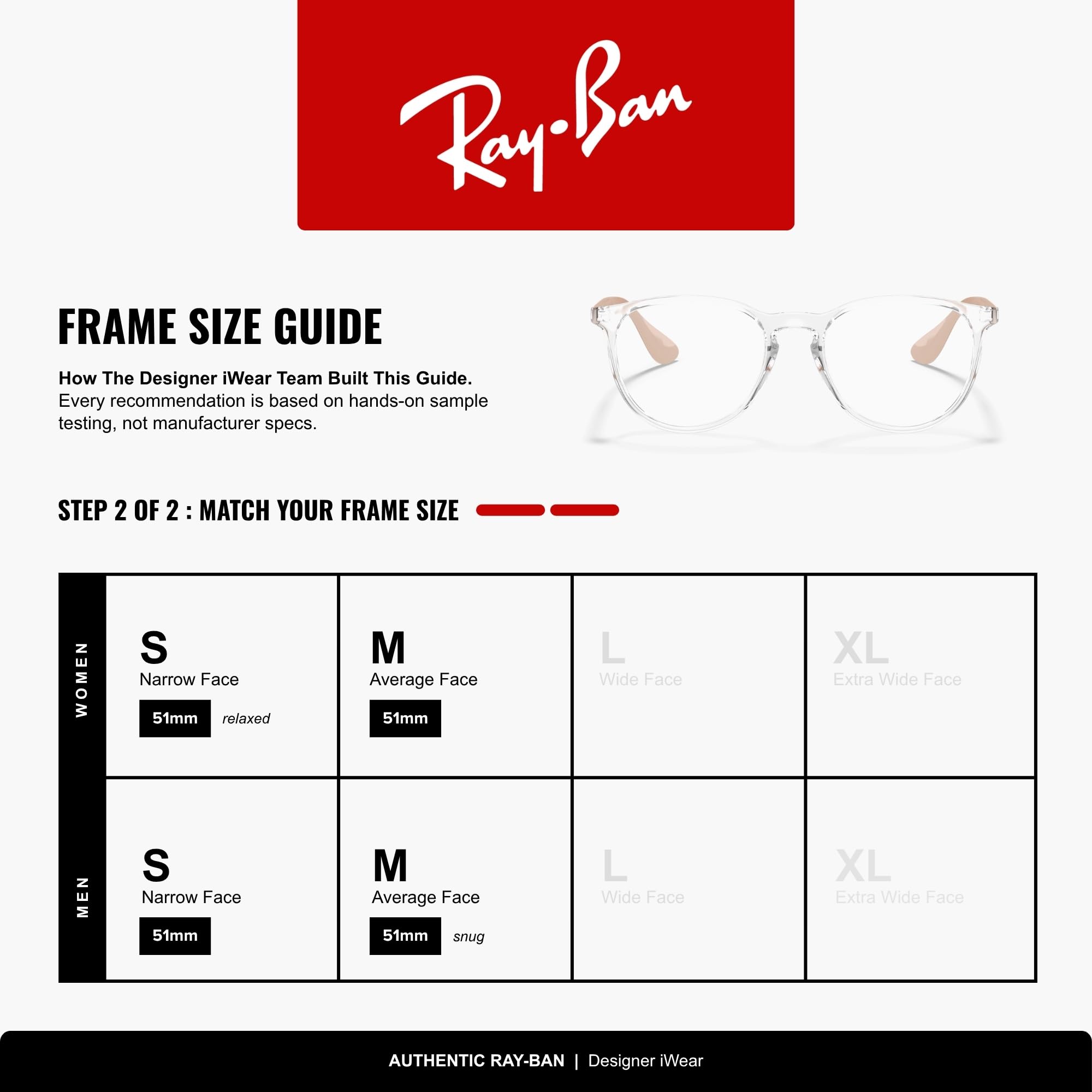 Ray-Ban Damen Erika Lesebrille, Transparent, 51