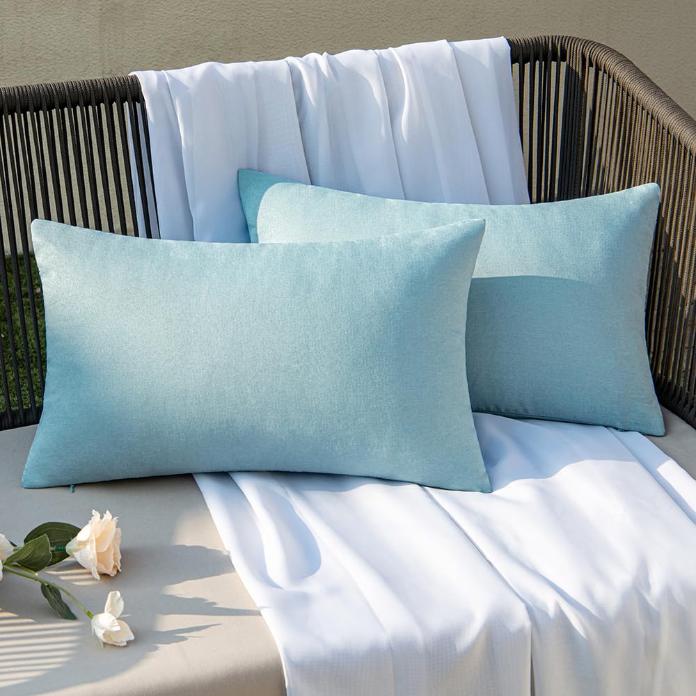 EMEMA Outdoor Throw Pillow Covers Decorative Farmhouse Rectangle Pillowcases Waterproof Cushion Covers Cases for Patio Couch Garden Sofa Home Living