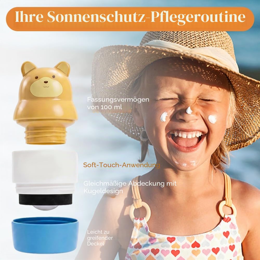 Foreverup 3 Stück Sonnencreme Applikator, 100ml Sonnencreme Roller Nachfüllbar, Sunscreen Applicator, Tragbarer Sonnencreme Rolle für Sonnencreme, Sonnenmilch, Lotion, Erwachsene, Familien