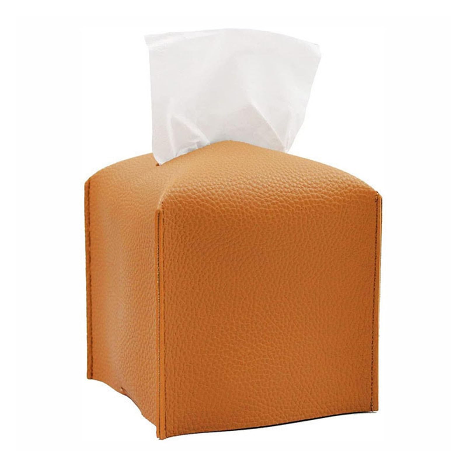 Leather Tissue Box Cover Tissue Box Cover Square Decorative PU Leather Holder Modern Case Facial Paper Organizer Dispenser For Bathroom Countertop(Brown A)