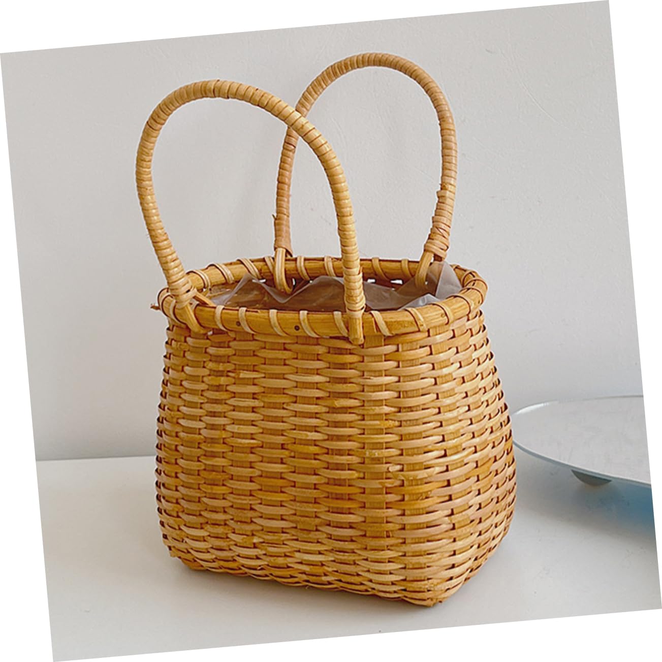 KOMBIUDA Cesta Tejida de Madera para Flores, Porta Flores Decorativo y Útil para Almacenamiento en Hogar
