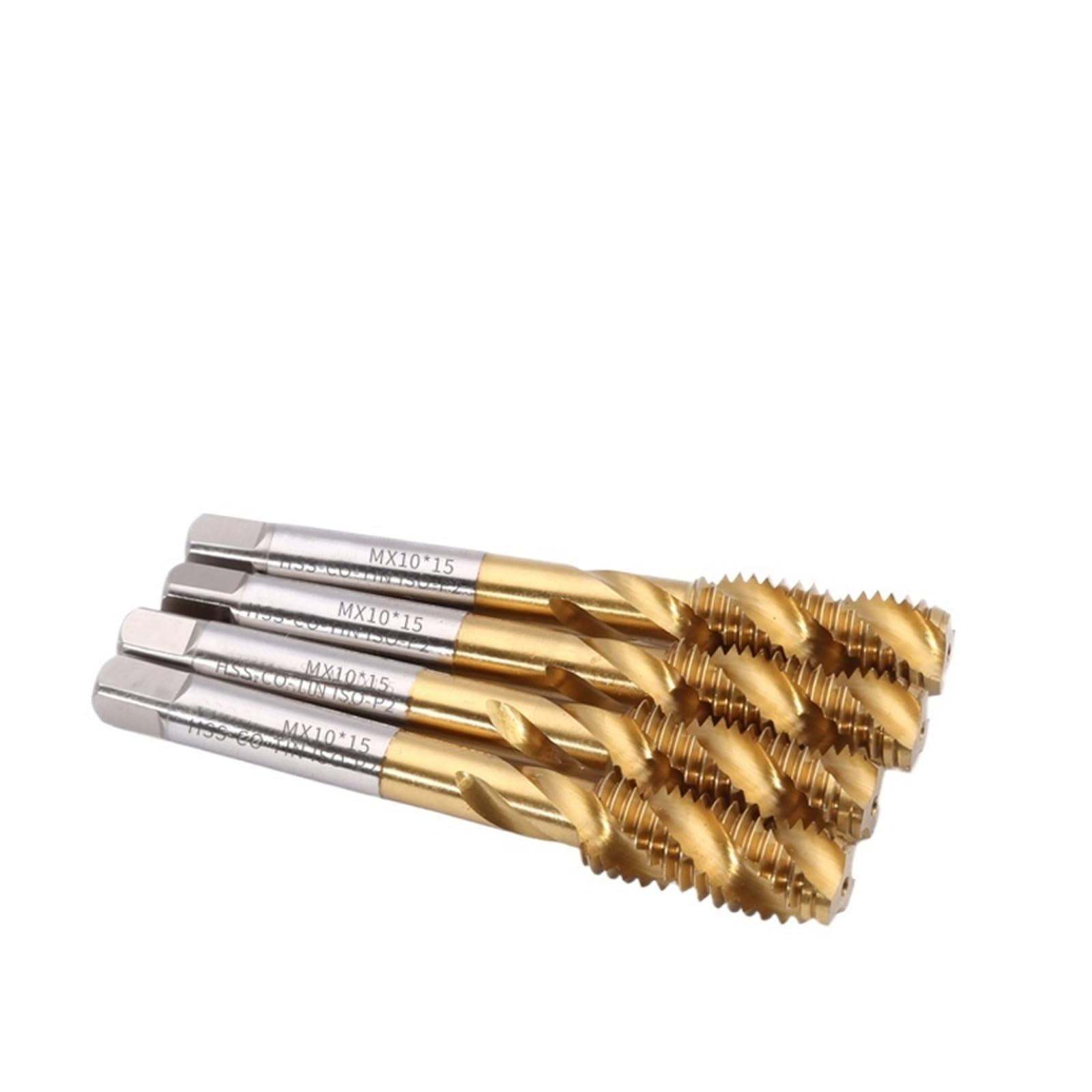 Macho de taladrar, machos de roscar métricos, rosca de máquina de flauta recta/espiral chapada en titanio cobalto M35 HSS for M2-M16 de Metal(Hssco Tin Straight,10 PCS-M8X1.25)