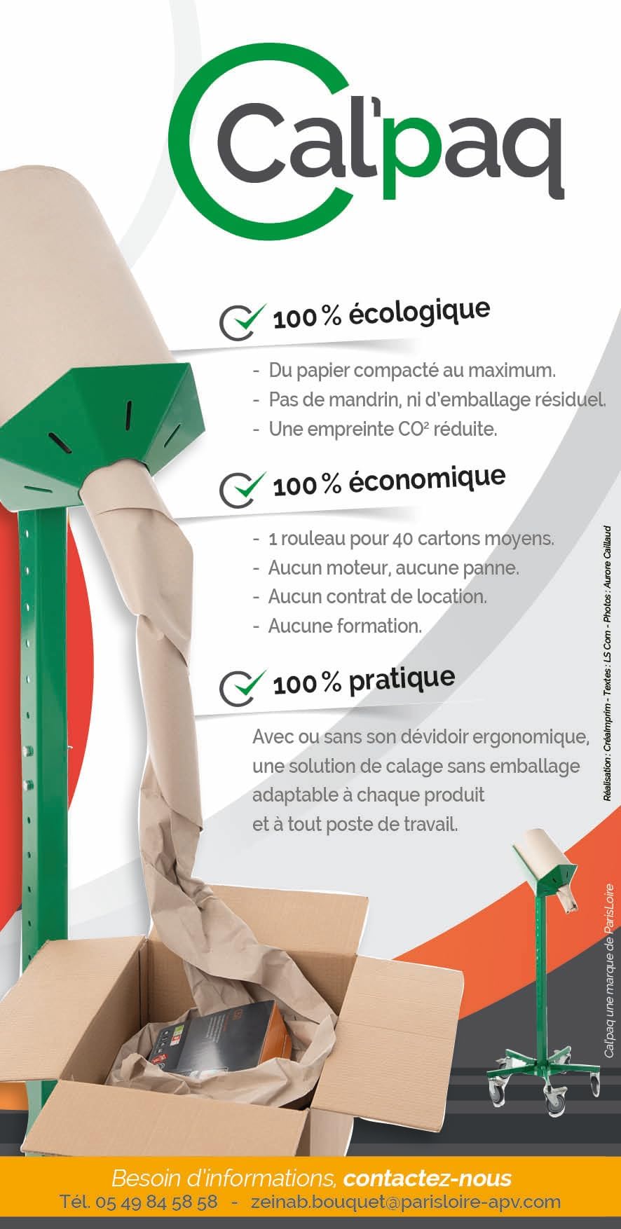Cal'paq - Rouleau de papier Kraft brun froissé à dévidage central, pour bourrage et calage. 30 cm x 400 mètres. Livré avec son distributeur individuel en carton.