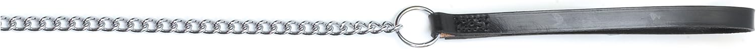 Ancol Leather Medium Chain Dog Lead Tan with Durable Chrome Plated Links - Comfortable Training Accessory for Medium to Large Dogs - 80cm