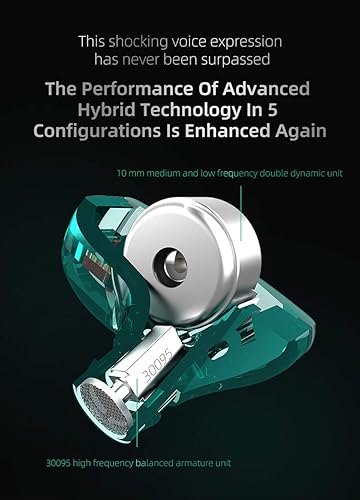 Miniatura 5 de Kinboofi KZ ZSTX - Auriculares intrauditivos, 1BA 1DD HiFi con controlador híbrido, sonido de alta fidelidad, auriculares IEM con cable desmontable