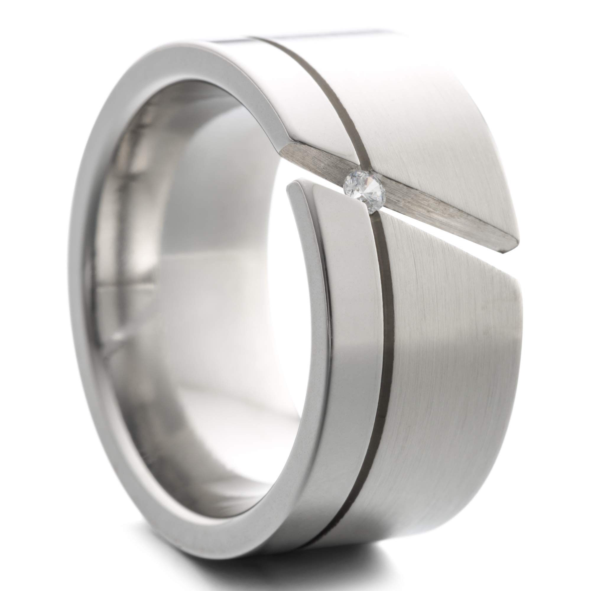 Heideman Ring Damen Kerbe Silber Edelstahl matt Zirkonia weiß