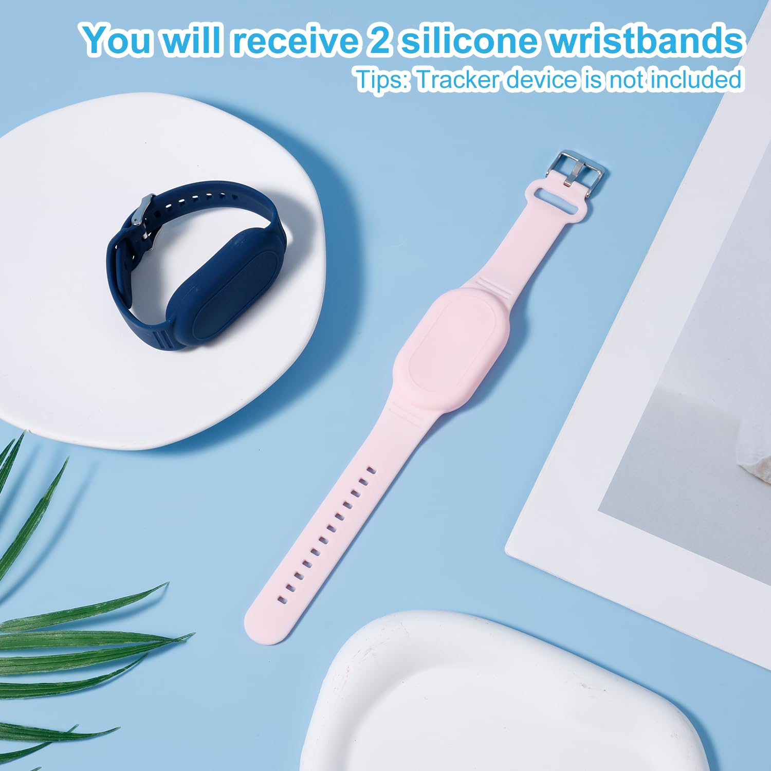 2szt do Samsung Galaxy SmartTag 2 Wristband, Wodoodporny Silikonowy Pokrowiec Ochronny Ukryty Uchwyt z Pelnym Pokryciem dla Dzieci Osób Starszych Akcesoria Bransoletek (Niebieski, Rózowy)