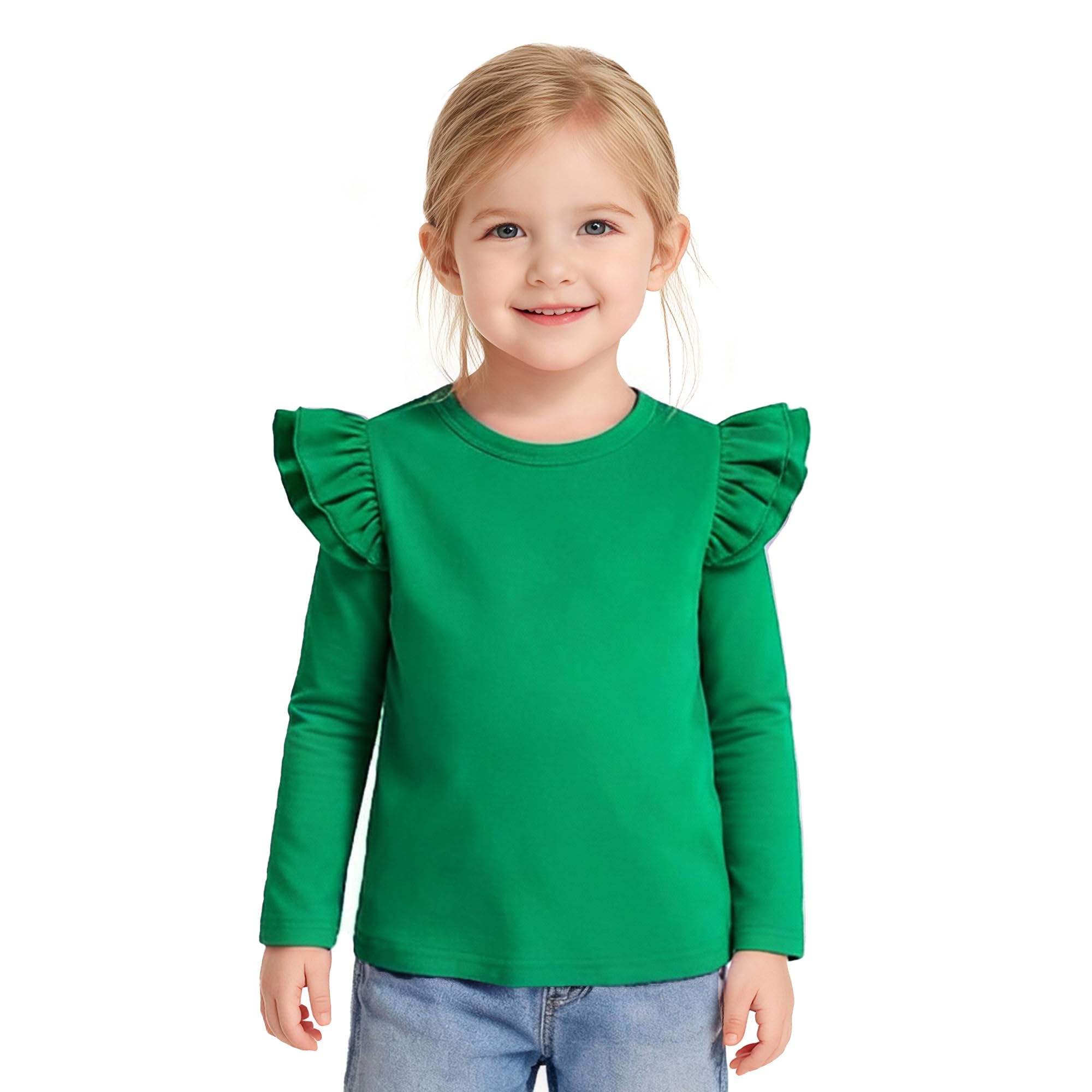 Toddler Baby Girls Solid Color Ruffle T Shirt