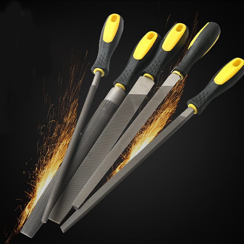 Handwerkzeug-Sets, 5-teiliges Feilen-Set, handgefertigte Metall-Feilen-Werkzeug-Sets mit quadratischer, flacher, dreieckiger, runder, halbrunder Feile for Holzarbeiten, Metallmodelle/150 mm ( Color :