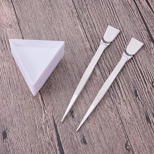 Image of 20 Pcs Plastic Triangle Bead Sorting Trays Diamond Rhinestone Plates and 2 Pcs Stainless Steel Handy Tweezer with Scoop Beading Mats, Trays and Boards, Beading and Jewelry Making