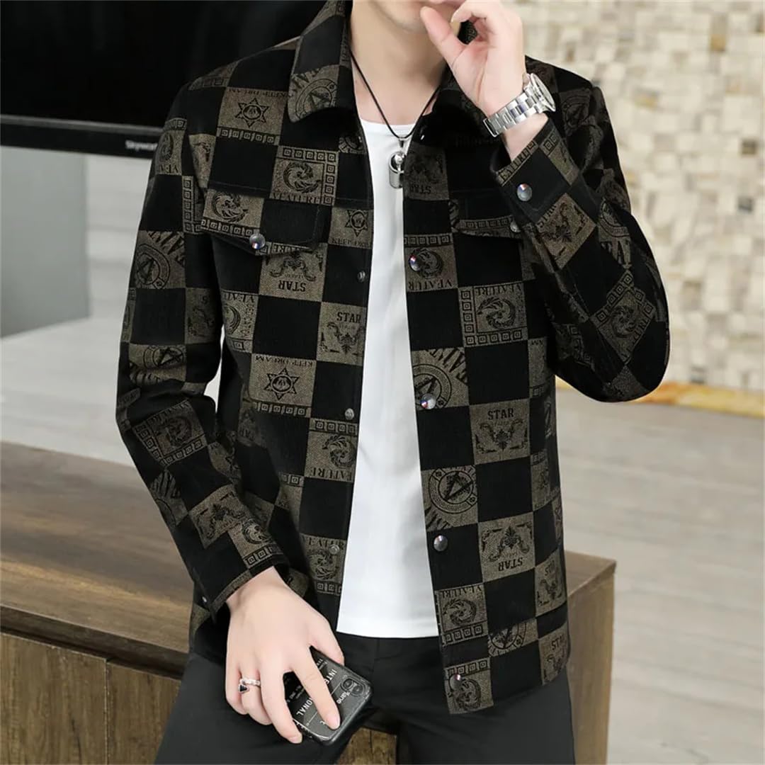 Męska kurtka sztruksowa, slim fit, biznesowa, klapa, odzież uliczna, płaszcz