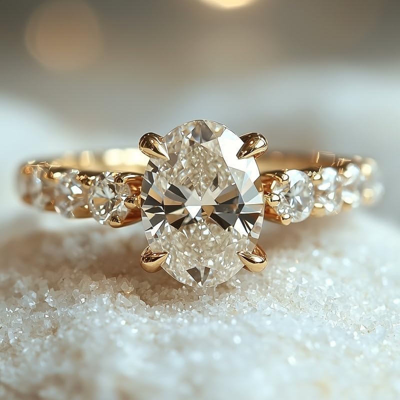 Stunning 2 CT moissanite Ring - The Celestine: 2CT Oval Cut Moissanite Ring, Elegant Engagement Promise Wedding Rings For Women & Gift For Women