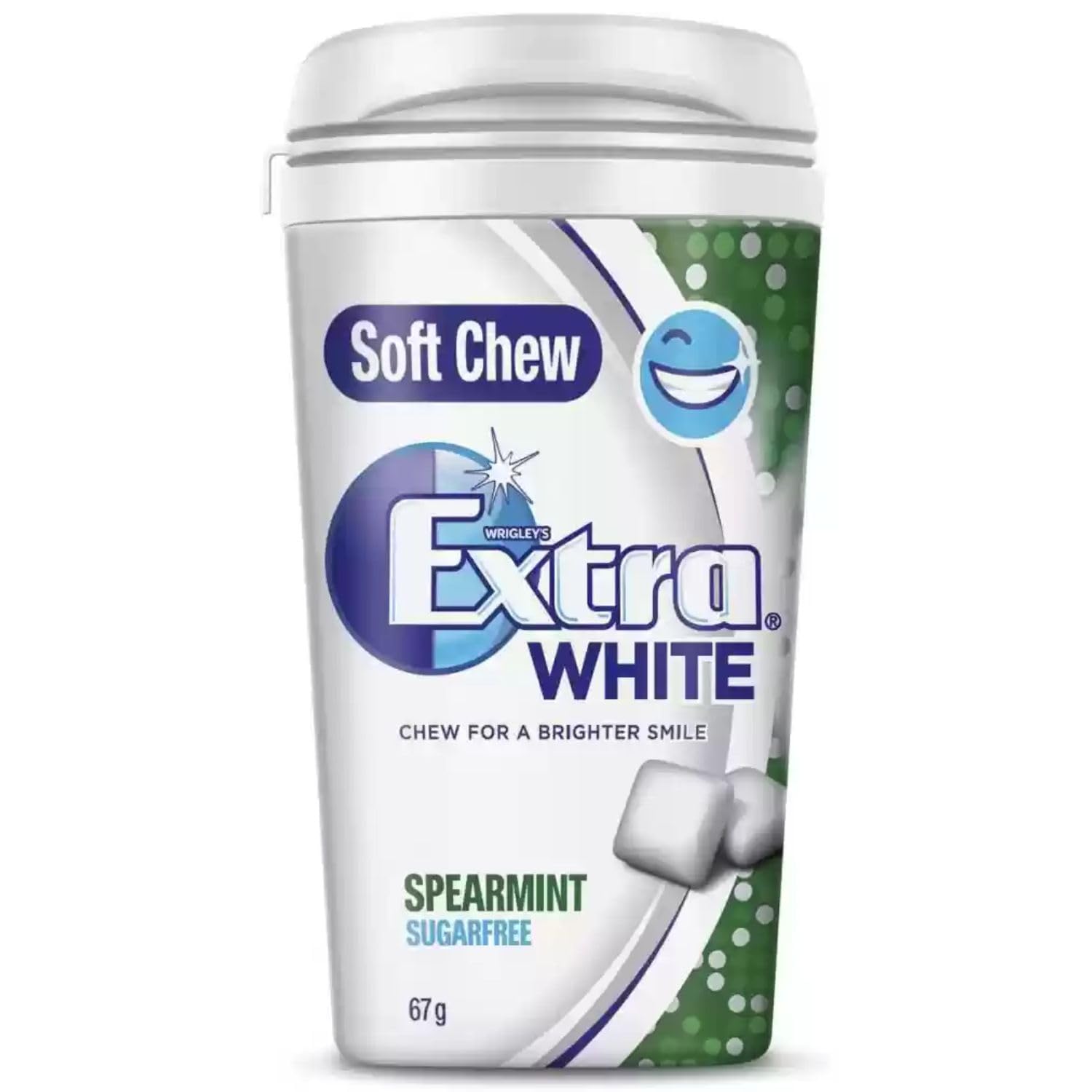 Wrigley's Extra White Spearmint Sugar Free Gum Bottle Soft Chew, 64g