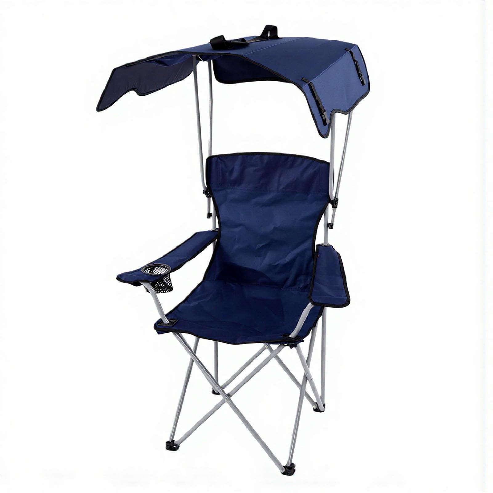 Chaise de camping pliante avec auvent de plage portable pour sport et pêche
