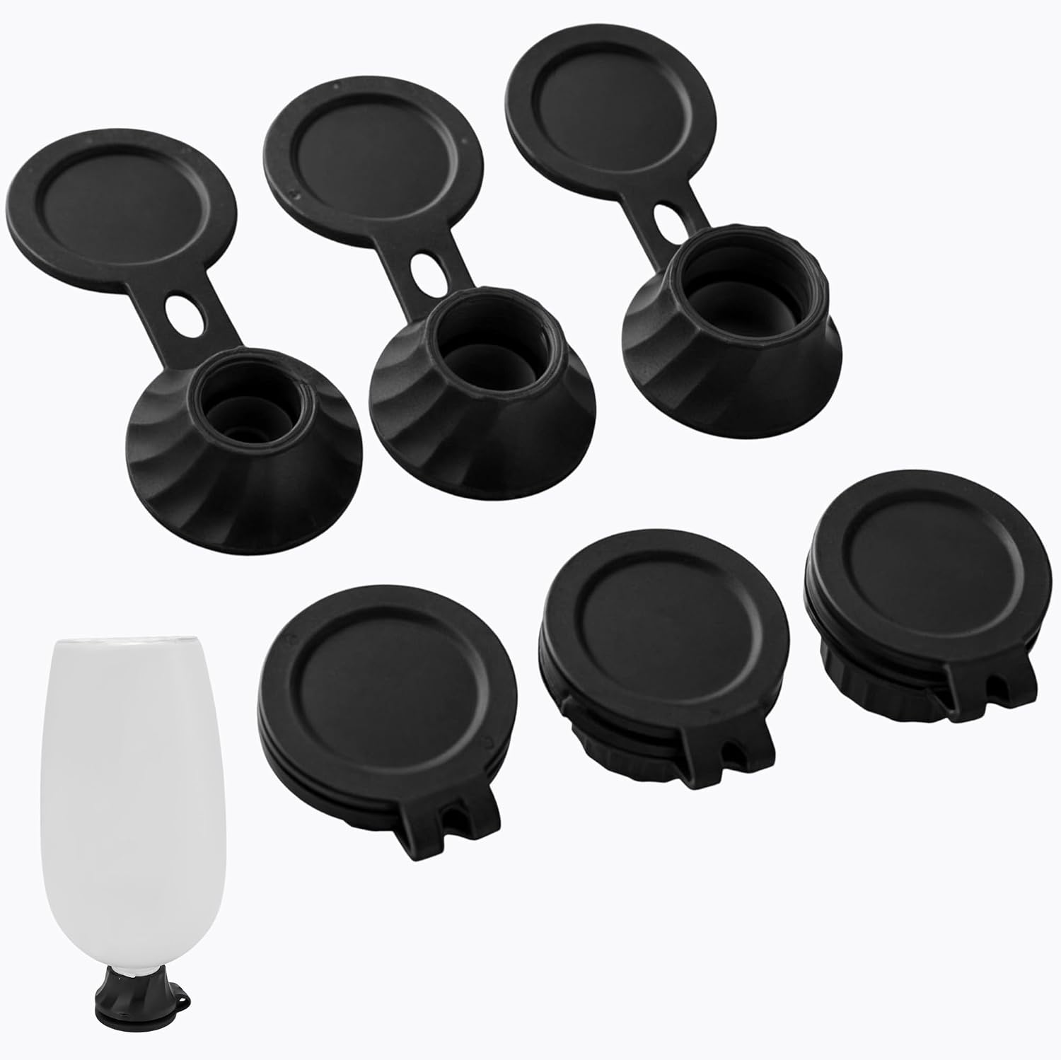 6pcs Bottle Emptying Kit Cap for Upside Down Dispenser Shampoo Lotion, Saver Flipping Set with 3 Sizes Adapter Transfer Connector, Inverted Every Drop Out- Measure Your Bottle Opening Before Order!