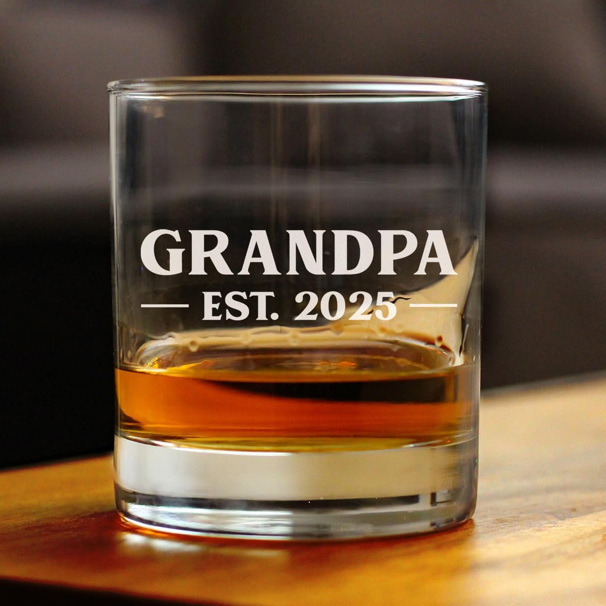 Custom Grandpa Est 20XX - New Grandfather Custom Whiskey Rocks Glass Gift for First Time Grandparents - Bold 10.25 Oz Glasses