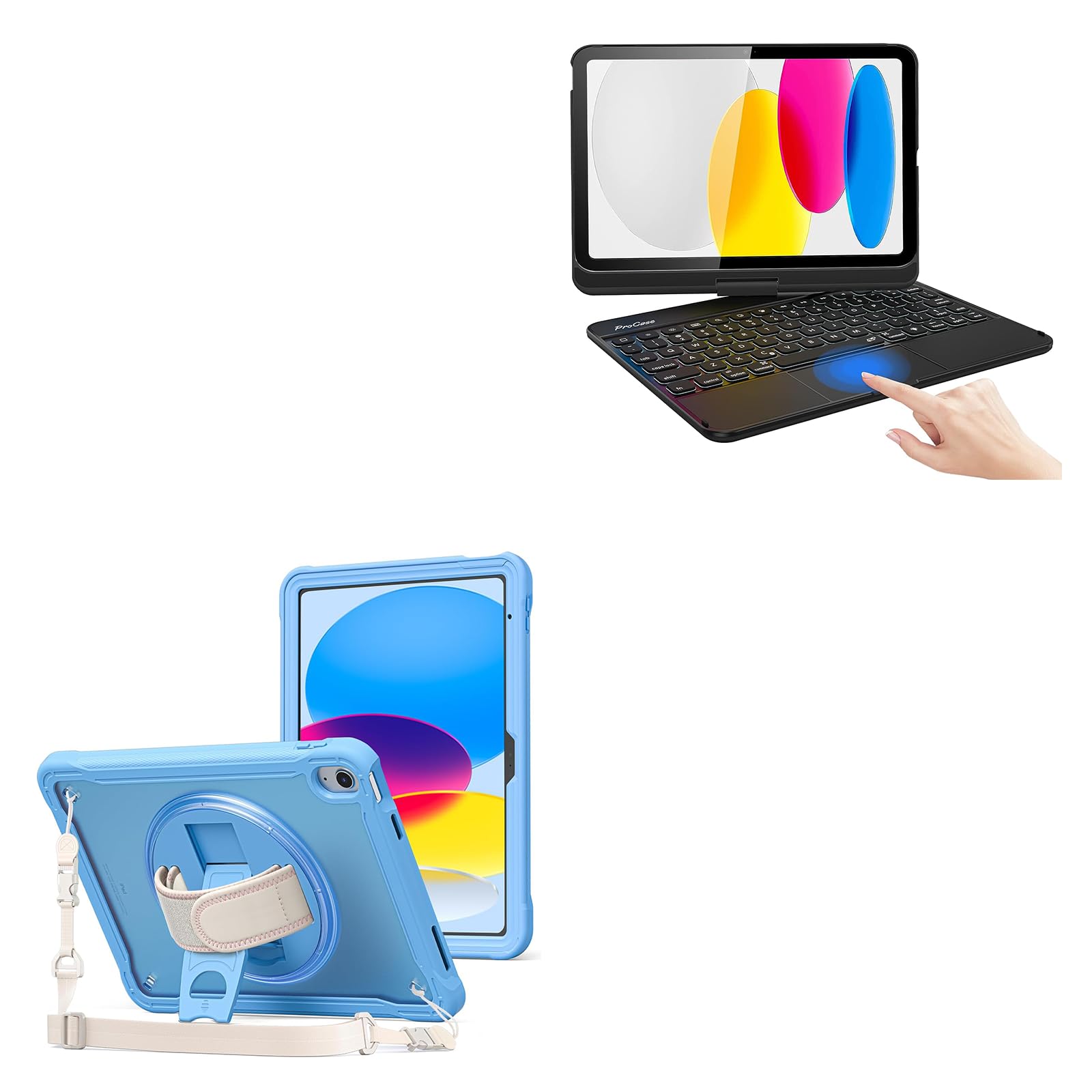 ProCase Keyboard Case with Touchpad Bundle with Rugged Case for iPad 10th Generation 10.9 Inch 2022