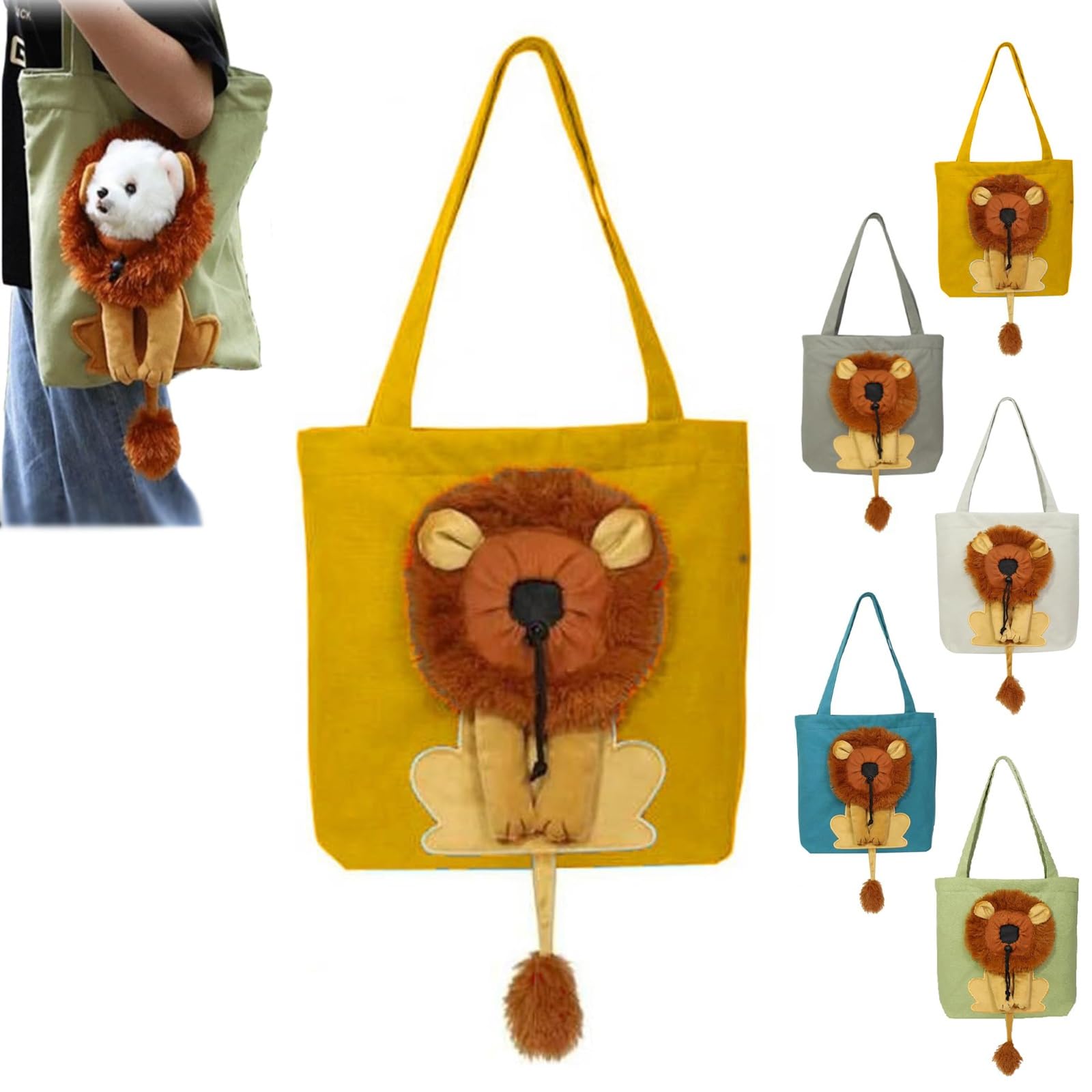 Sac lion pour petit chien en toile pour vos balades en ville avec votre chat