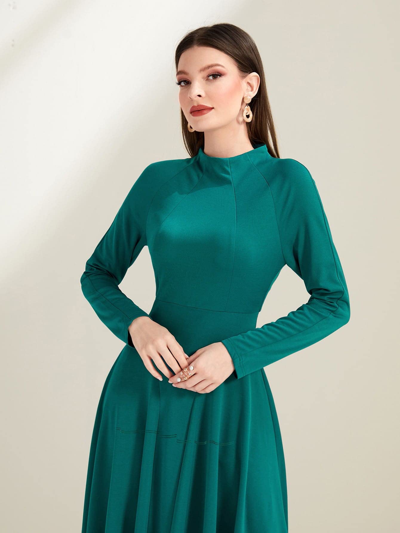 Amazon.com: Women's Dresses Mock Neck Raglan Sleeve Dress Dress for Women  (Color : Teal Blue, Size : Large) : Clothing, Shoes & Jewelry