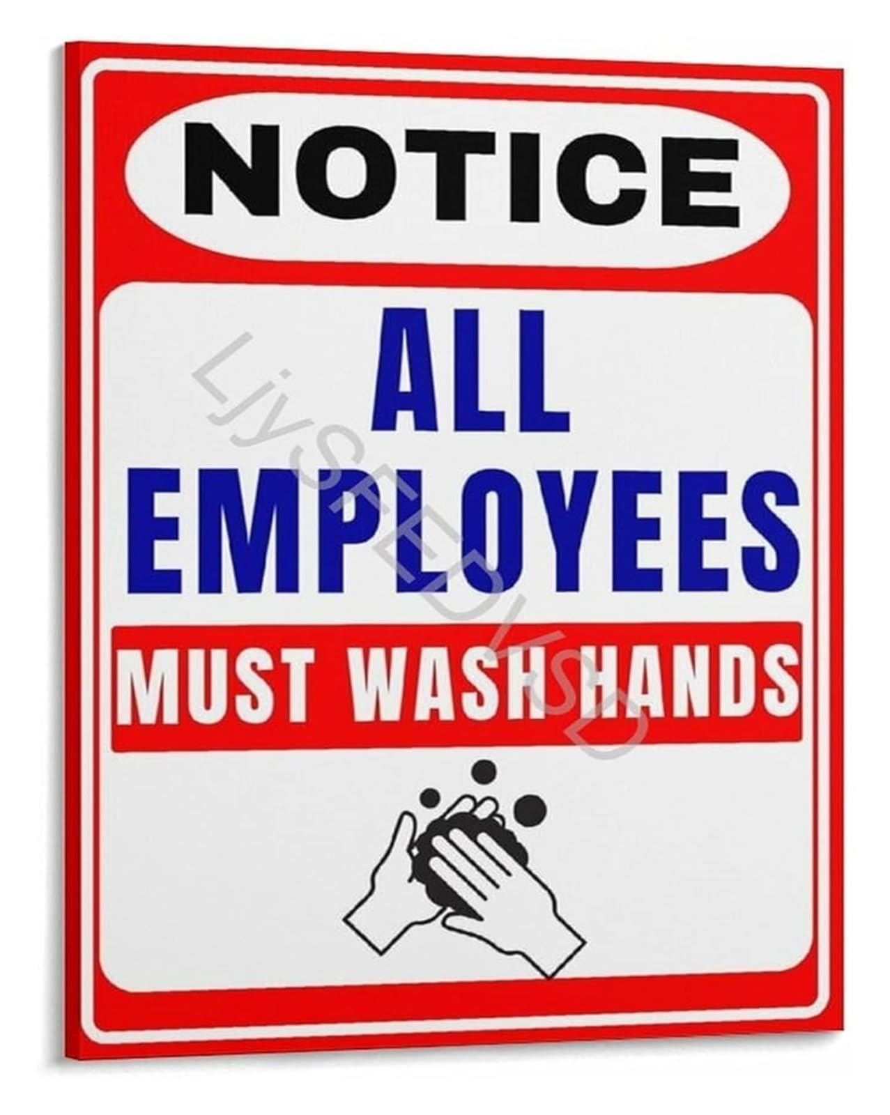 Rnumligh Framed Restaurant Kitchen Hand Washing Notice Poster Food Service Commercial Reminder Educational Sign Canvas Wall-Art(,12X18inch(30X45cm))