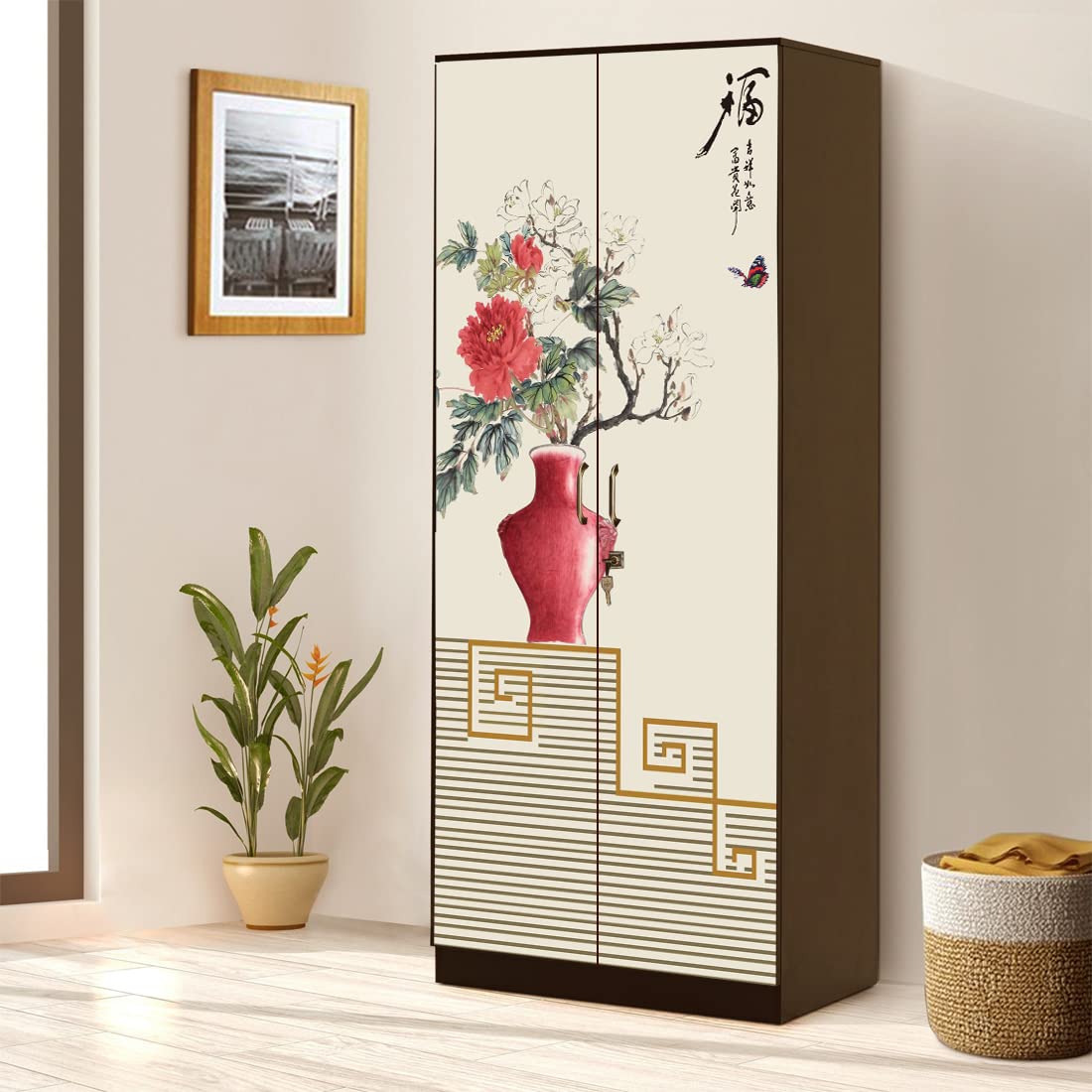 WallDaddy Self Adhesive Almirah Stickers, Wall Stickers, Decorative Sticker Wallpaper for Home Wardrobe Doors (Chini Pot Almirah) PVC Vinyl Size Large (39 x 84 Inch) (B09W17R94C) Amazon Price History, Amazon Price Tracker