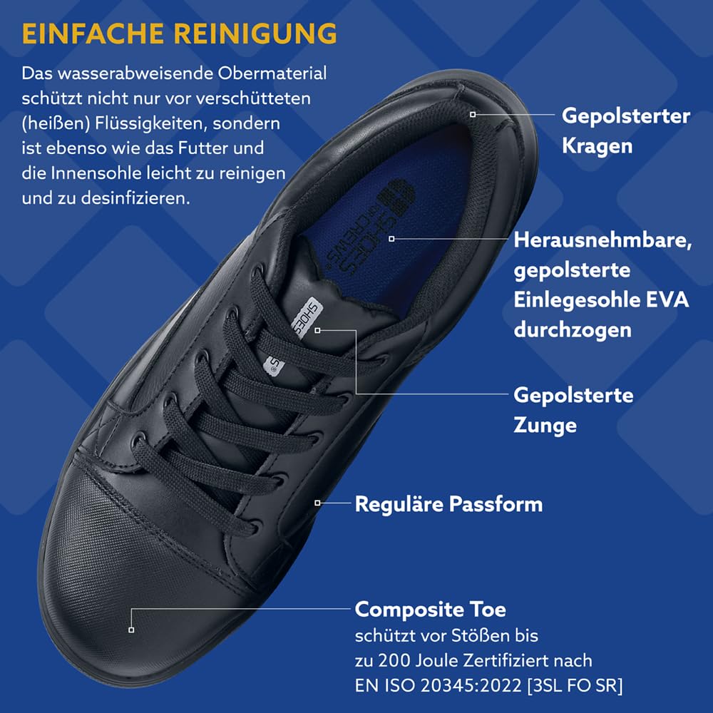 Shoes for Crews Sicherheitsschuhe Fergus Composite Toe – Rutschfester Arbeitsschuh mit Stolperschutz und Schuhkappe, wasserdichter Denim, S3L FO SR – für Damen und Herren
