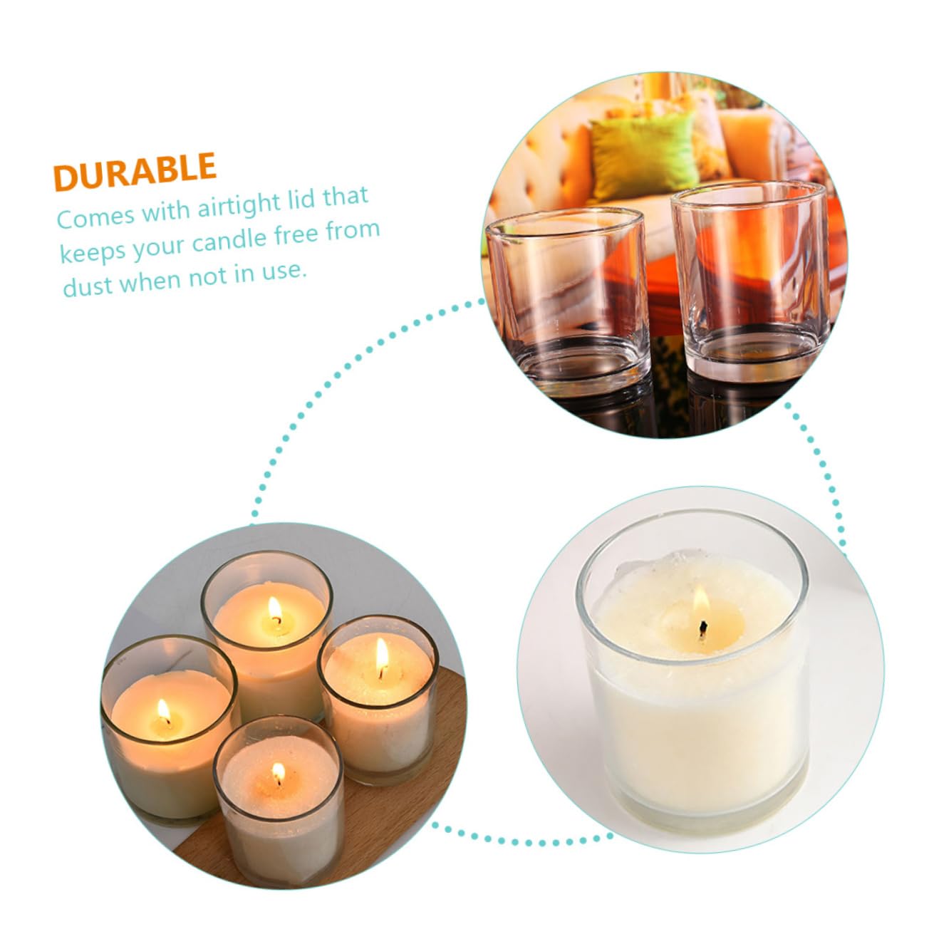 Beatifufu 2pcs Glass Candle Jars Airtight Lids Candle for Home Decor Weddings and Parties