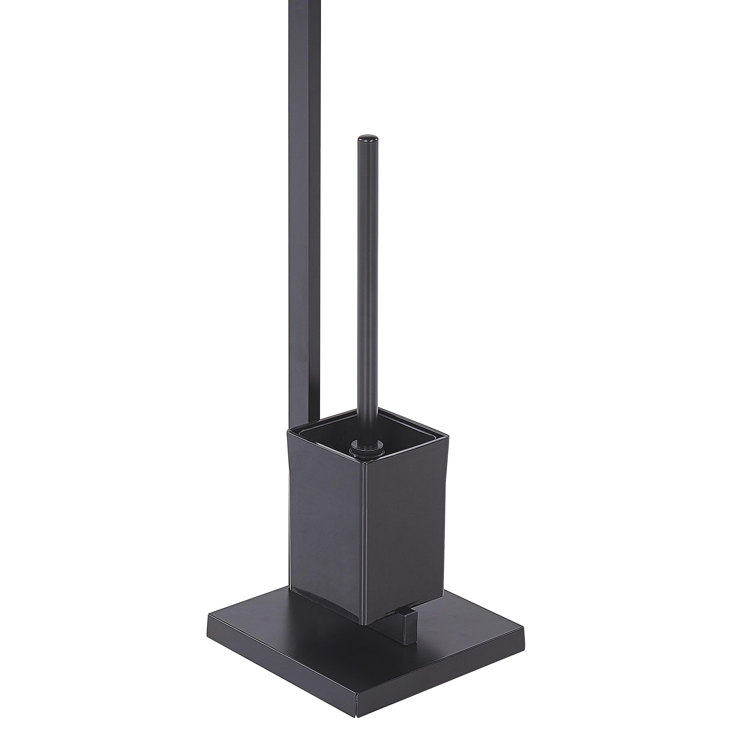 Freistehende WC-Garnitur Toilettenpapierständer mit Bürste schwarz Stahl Ulapes