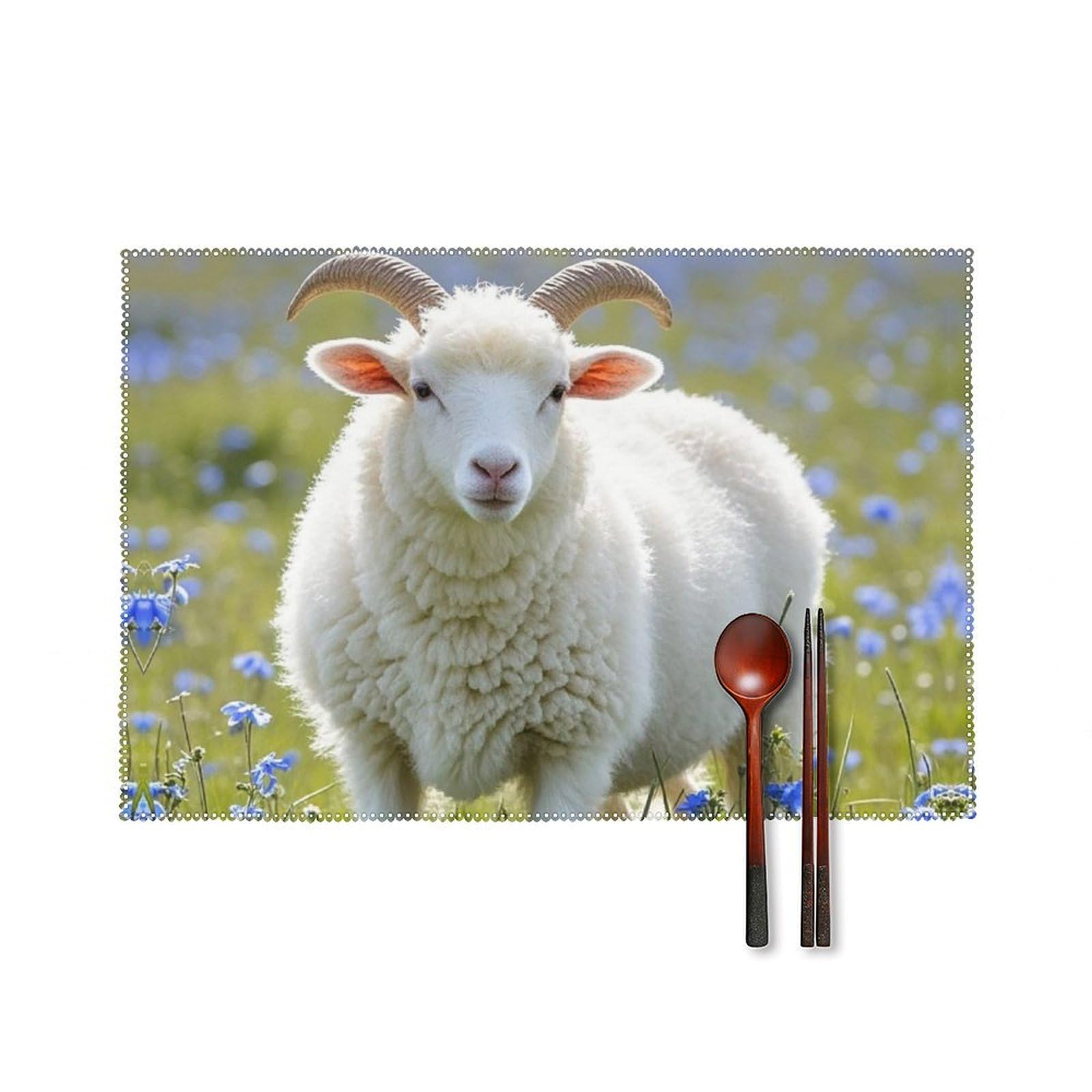 Set de table lavable pour protéger votre bois des taches avec les motifs moutons 30x45