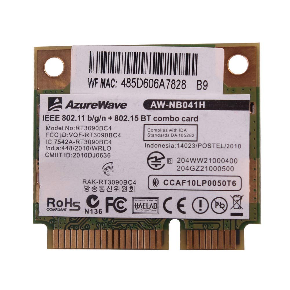 Wireless Adapters Card for AzureWave AW-NB041H RT3090BC4 Half Mini PCI-e Wireless WLAN 300Mbps + Bluetooth3.0 Wireless Card