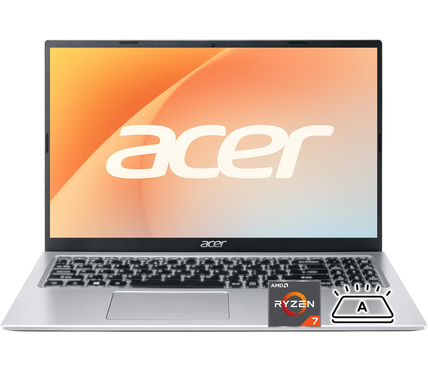 acer Aspire 3 Premium Laptop Computer with Backlit Keyboard - AMD Ryzen 7 7730U CPU - 16GB RAM - 256GB SSD - 15.6" FHD Display - Fast Wi-Fi 6 - Copilot AI - Webcam - Windows 11 Pro
