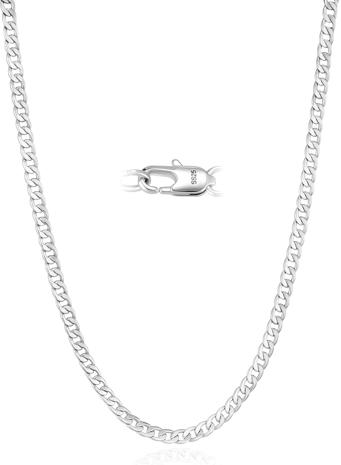 3/5mm 14k Gold Plated Chain for Men and Women or 925 Sterling Silver Necklace chain, Cuban Link & Figaro Chains, Accessories Jewelry Gift for Men Boyfriend 18-24Inch