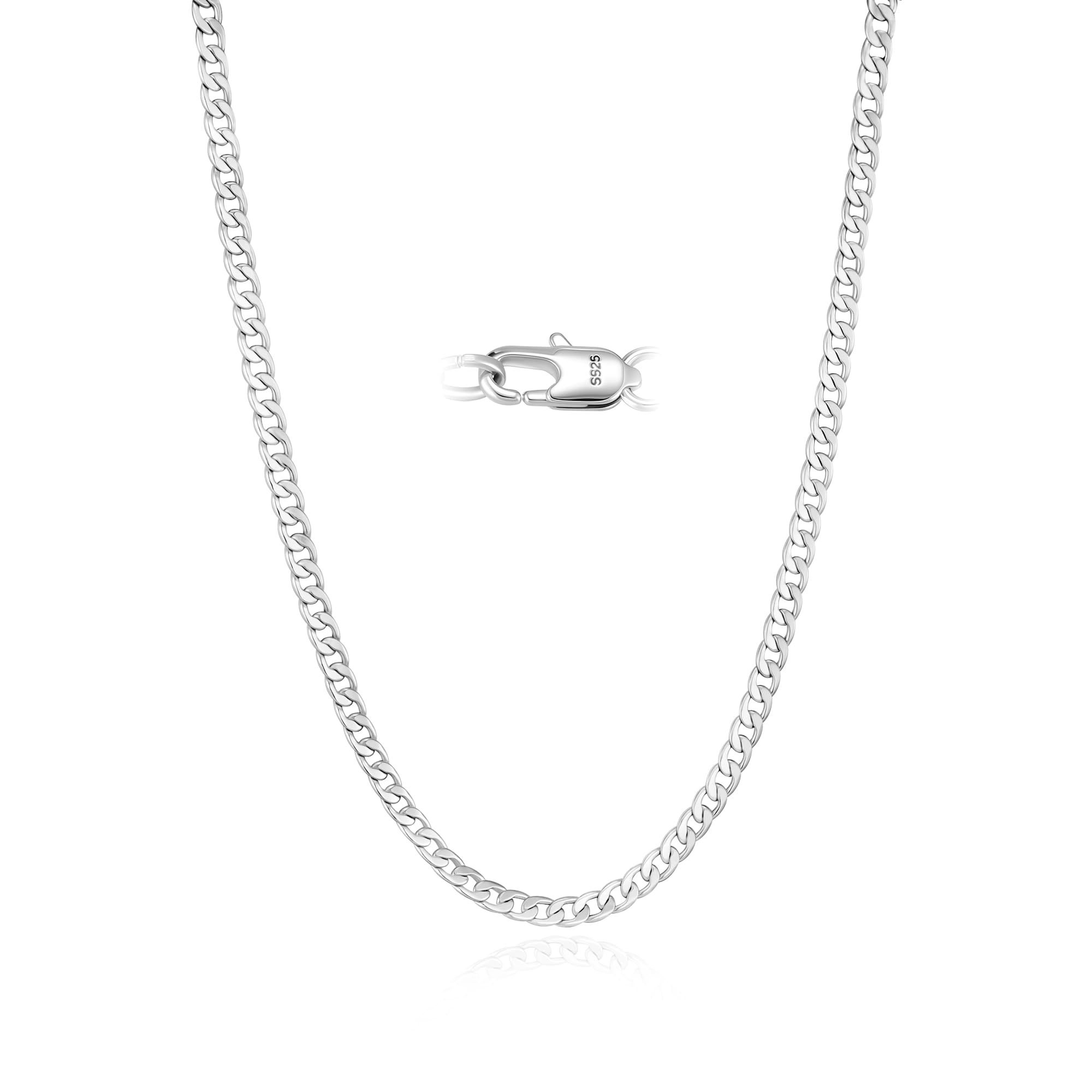 3/5mm 14k Gold Plated Chain for Men and Women or 925 Sterling Silver Necklace chain, Cuban Link & Figaro Chains, Accessories Jewelry Gift for Men Boyfriend 18-24Inch
