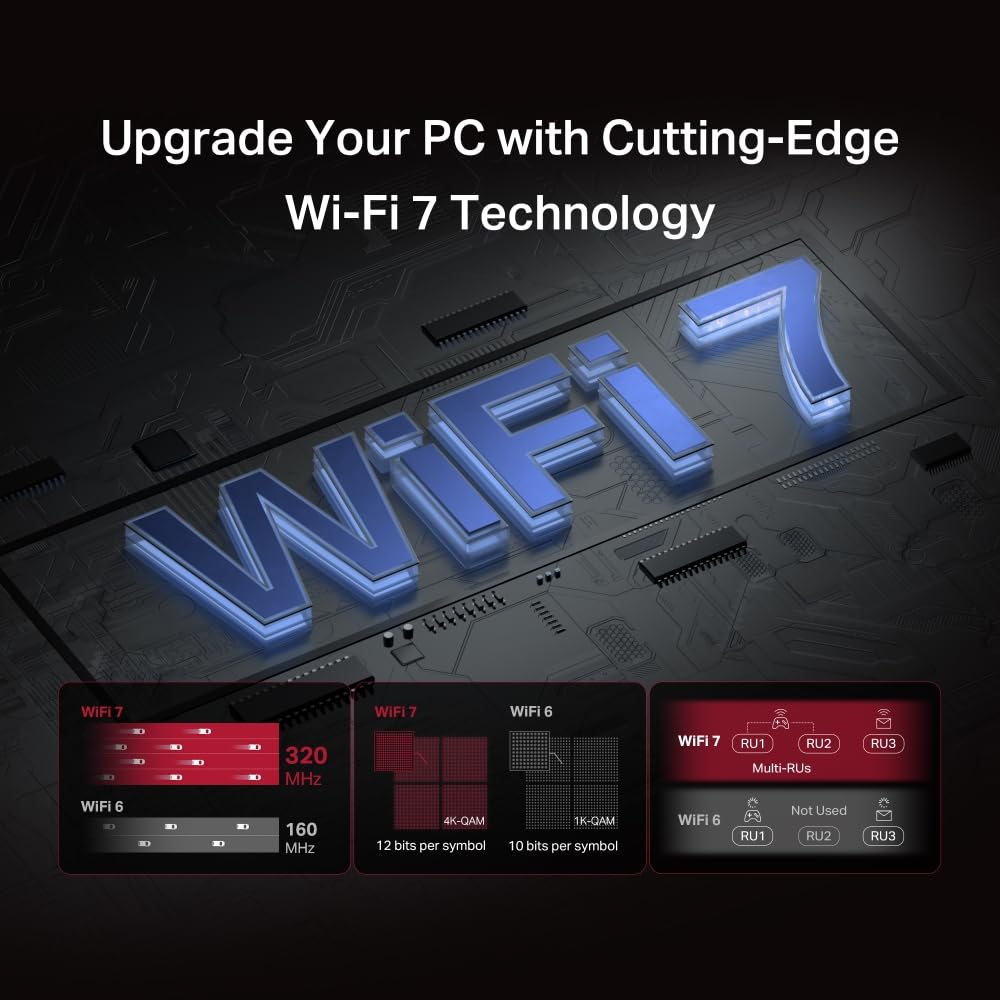 MERCUSYS MA47BE | Tarjeta WiFi para PC, Wi-Fi 7 PCIe, Bluetooth 5.4