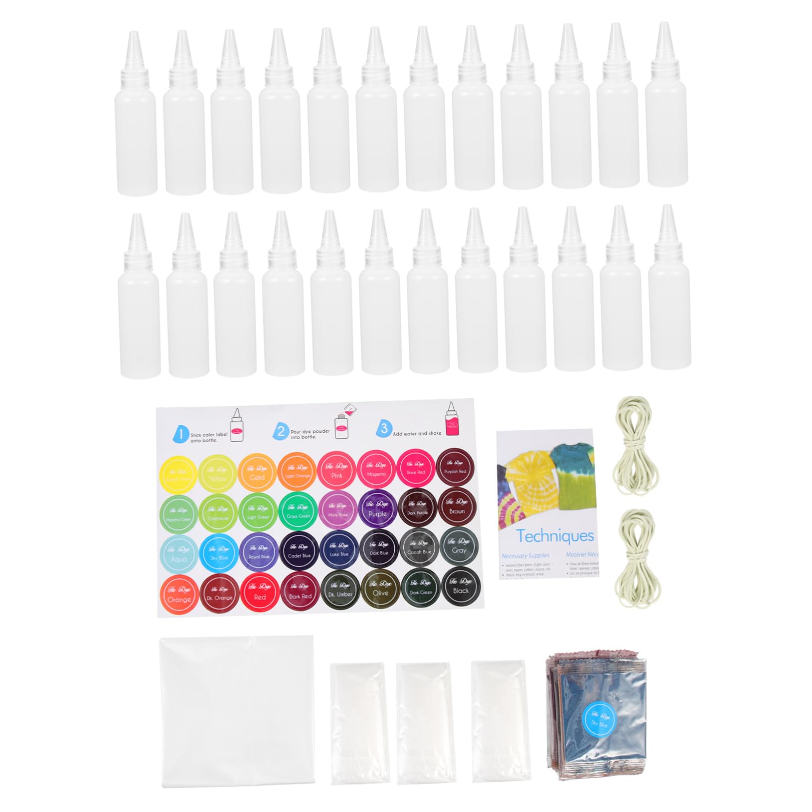 KONTONTY Fabric Decorating Kit 24 Color Tie Dye Powder Unique Patterns for Adults Boys and Girls Party Supplies Included