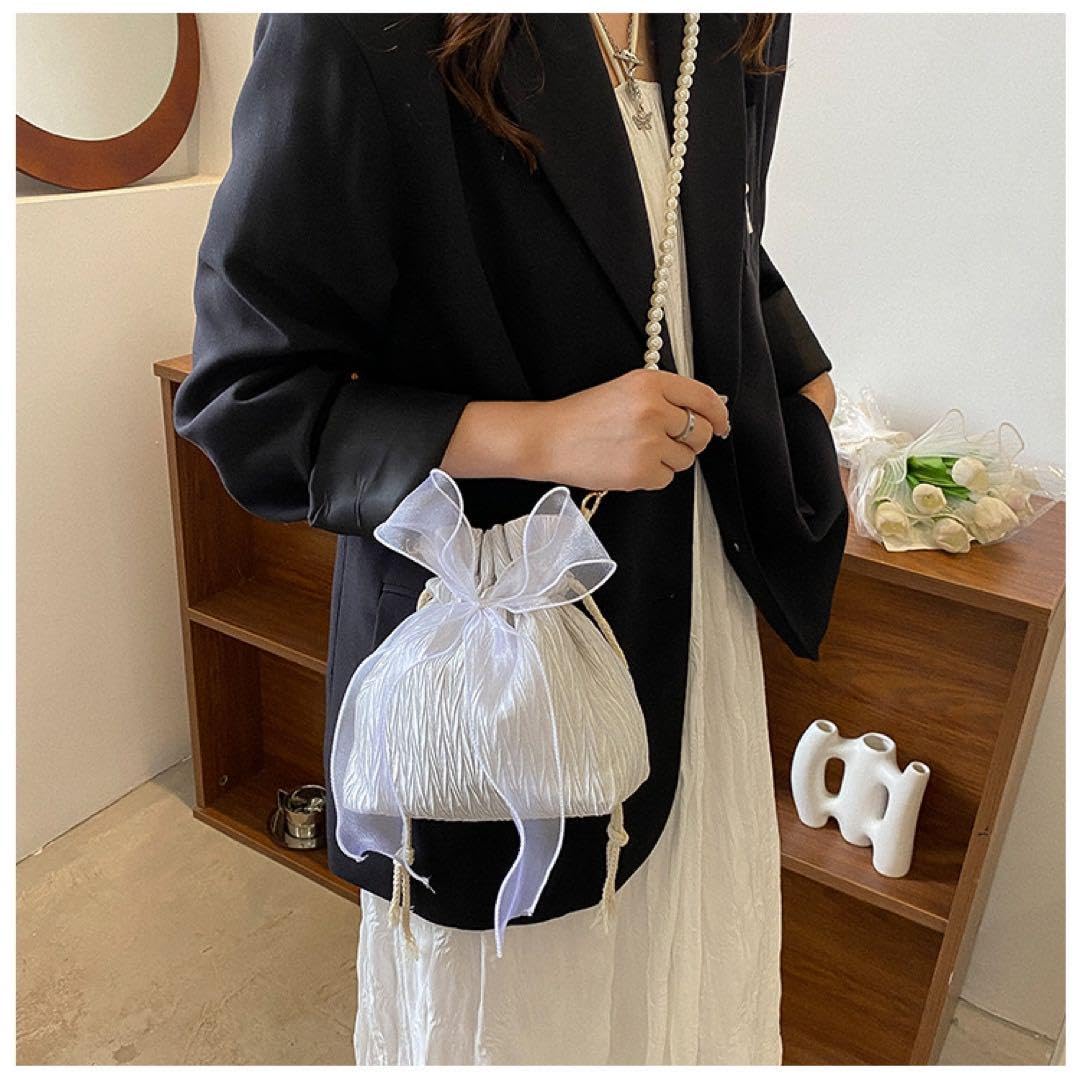 Amazon.co.jp: パールチェーンショルダーバッグ かわいい 韓国 リボン