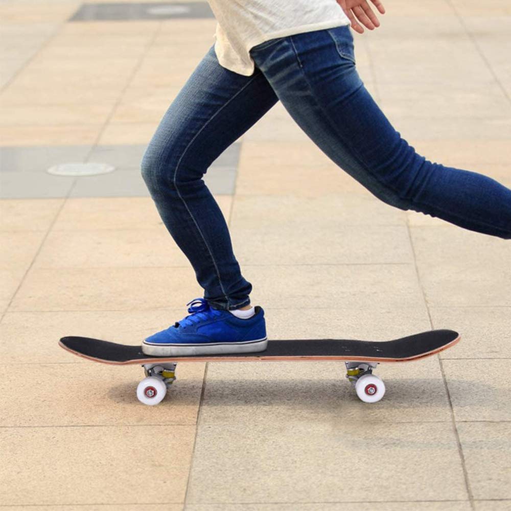 Complet Skateboard 31 Pouces - 7 Couches de Bois D'érable, Pré-Assemblé, Longboard Avec Roulement ABEC-9 Pour Ado Adultes (Bleu Foncé)