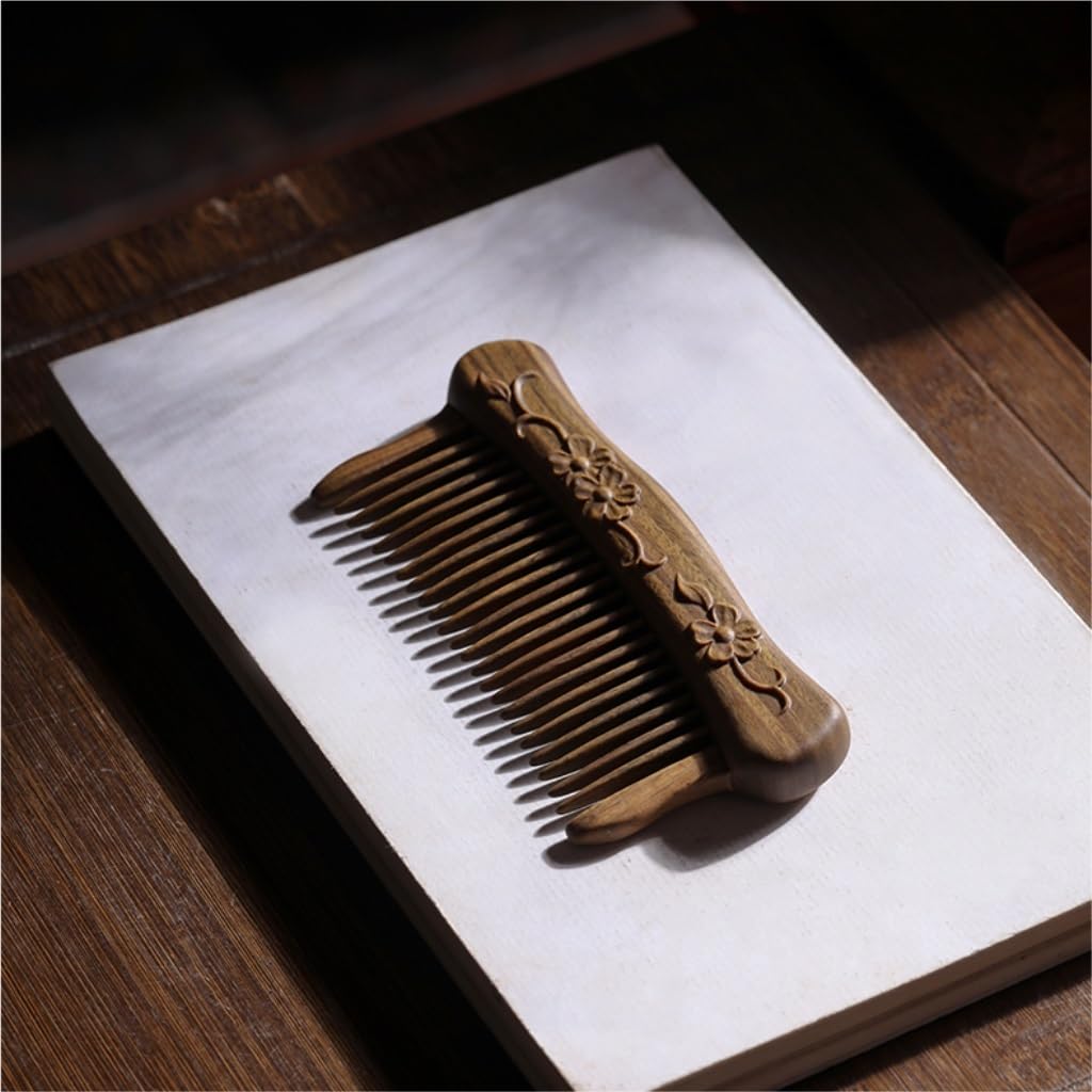 Peruka Grzebień Solid Wood Massage Comb Scalp Care Tool Men's Beard Comb Retro Fine-tooth Comb Suitable for All Hair Types Duże grzebienie do włosów