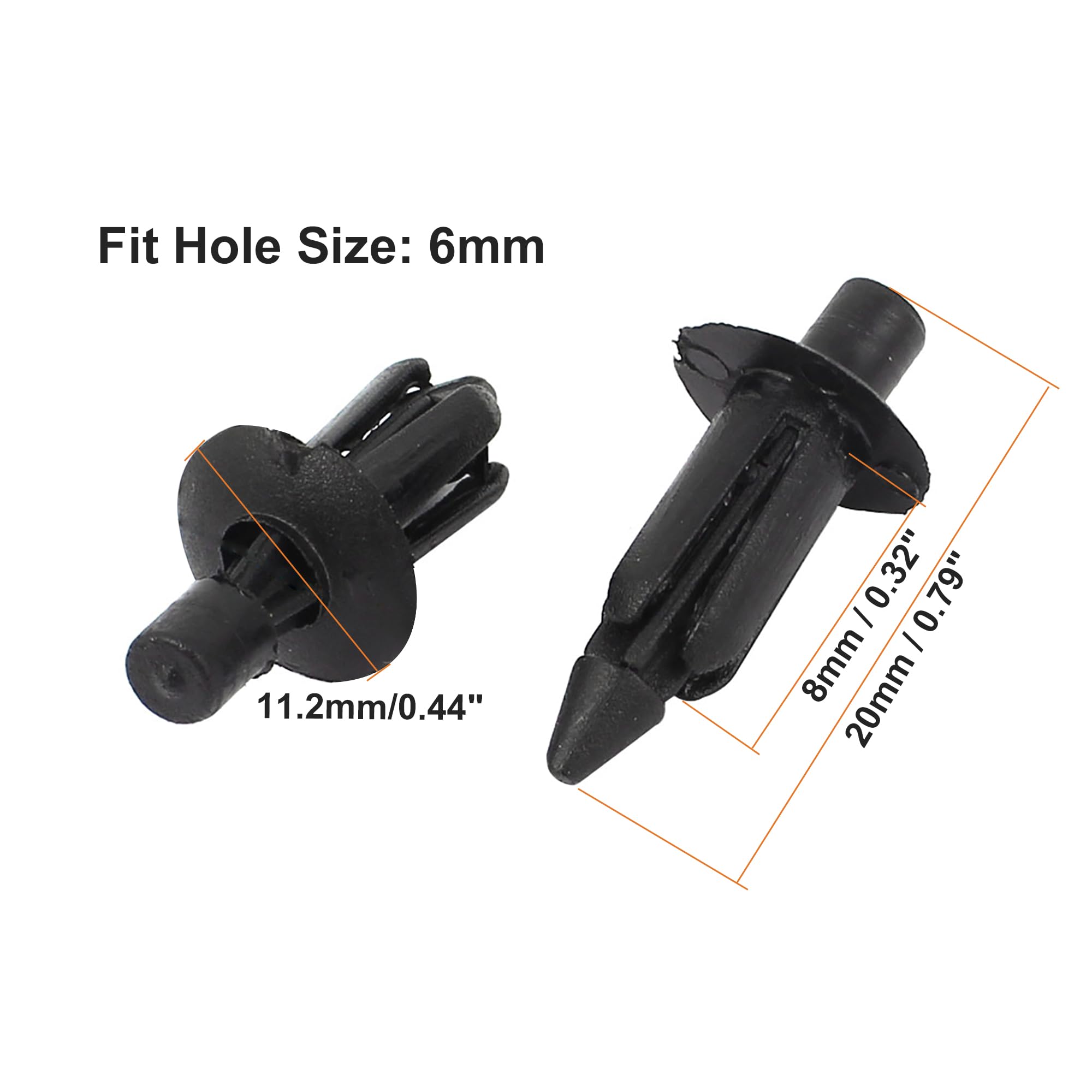 Car Clips 10pcs Black Car Trim Clips – 6mm Hole Push-in Rivets For ...