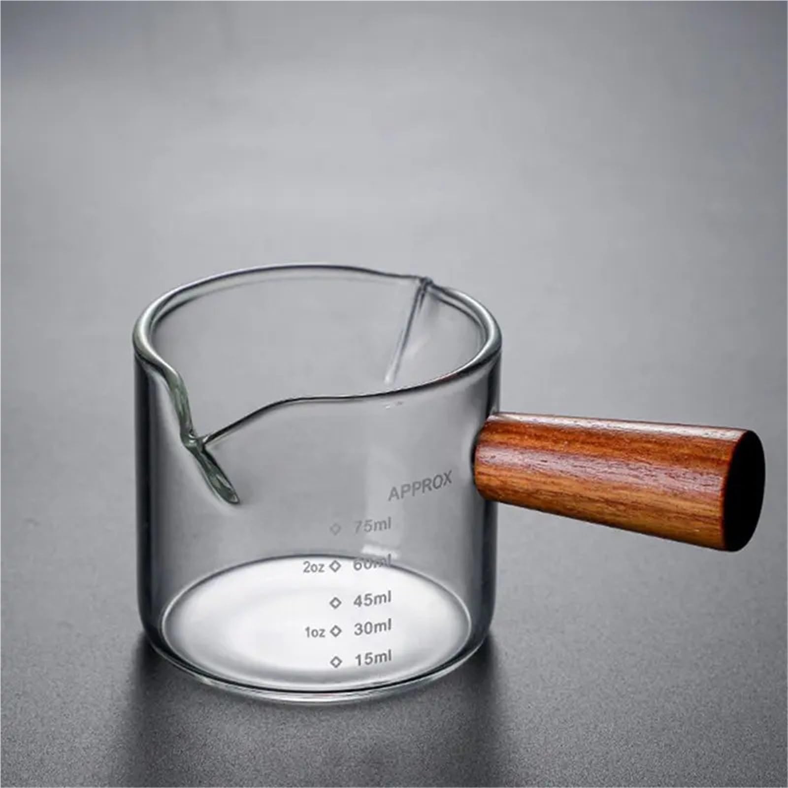 Taza medidora de café expreso con mango madera, jarra leche doble/boca única, tazas medidas a escala, 2 uds para Latte Art(Transparent A-70ml)