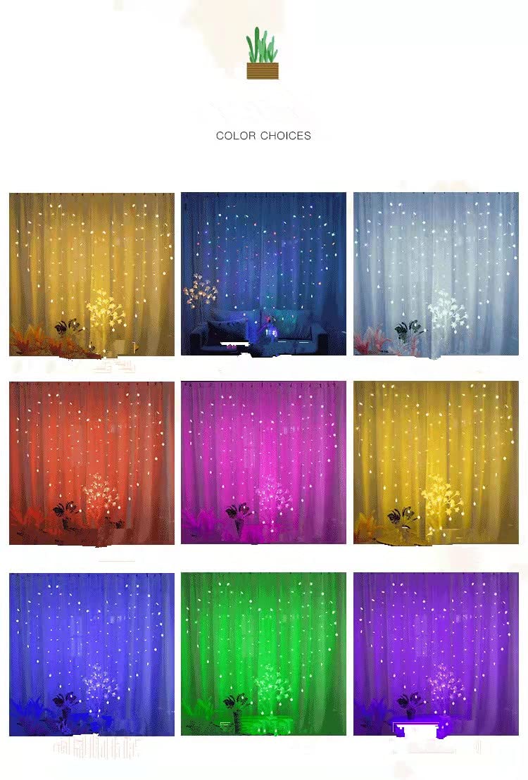 AZHU Cascata Luci Da Esterno, 124 LED 2 m x 1,5 m Luce Per Tenda Da Fata Lampadario a Forma Di Cuore Telecomando/alimentazione a Batterie o Per Decorare la Camera Da Letto Della Festa (rosso)