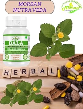 Bala Capsules 500 mg. 60 Vegan Units Bala (Sida Cordifolia) Extract Capsules for Men and Women Ayurvedic Herbal Supplement/Remedies 10:1 Strength (2 Bottles of 60 Capsules)