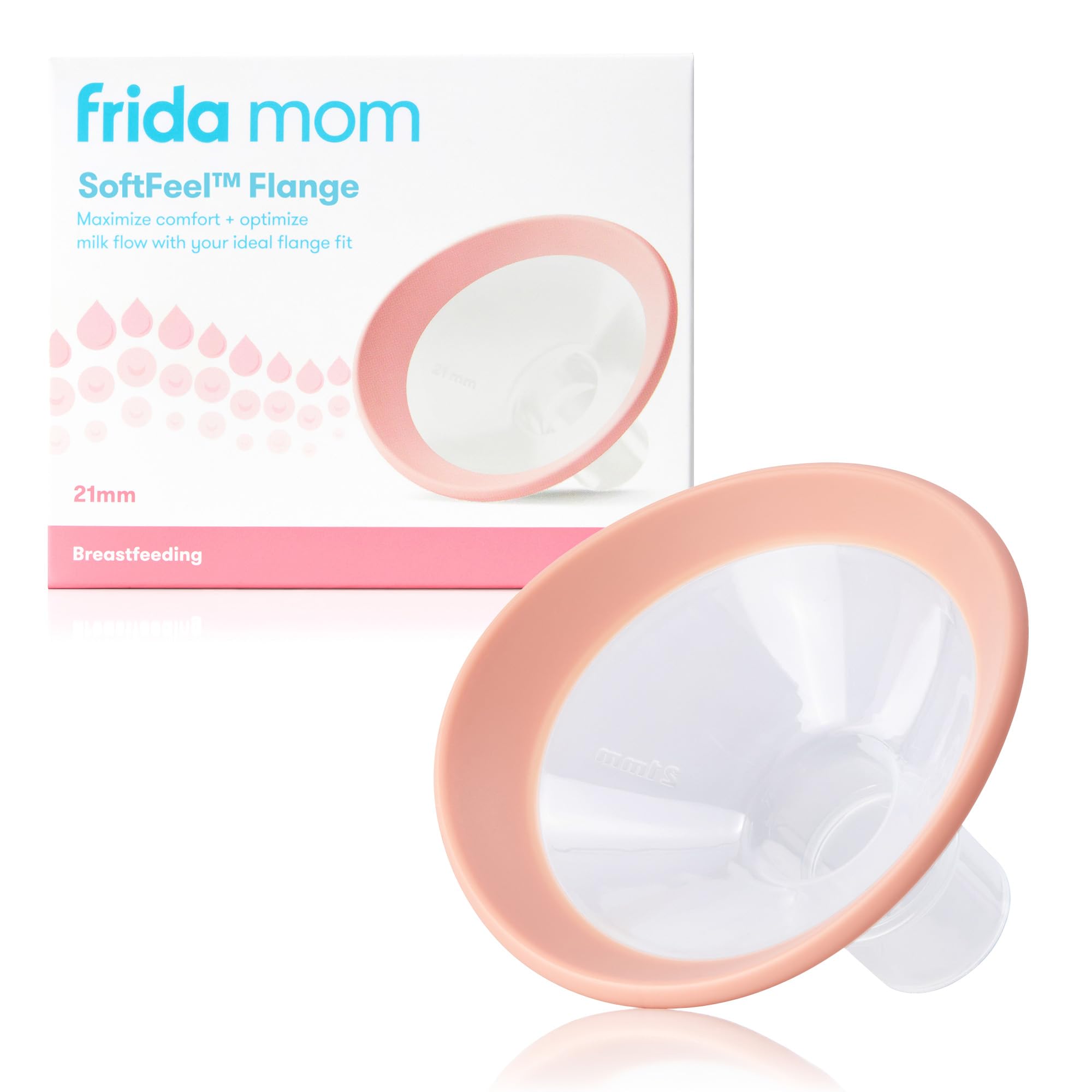 Frida Mom Breast Pump Flange Insert 21mm, Silicone Pump Insert, SoftFeel Flanges, Compatible with Frida Mom 2-in-1 Manual + Silicone Suction Breast