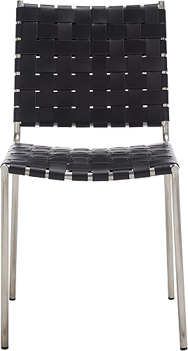 Miniatura 9 de Safavieh Home Collection Wesson Black Woven Leather/Silver Dining Chair (Set of 2) - Fully Assembled