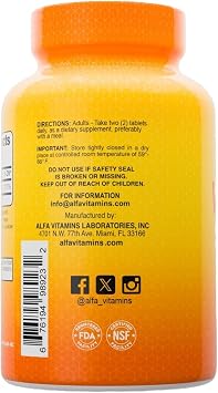 ALFA VITAMINS Vitamin C Supplement 1000mg Chewable, Powerful Antioxidant for Immune Support & Healthy Skin, Promotes Collagen Formation, Dietary Supplement for Daily Wellness, 60 Tablets