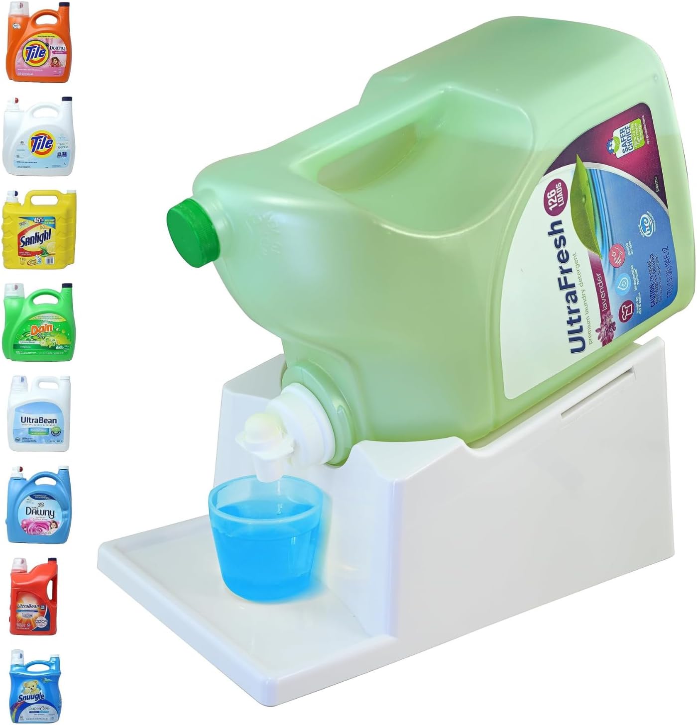 Skywin Efficient Liquid Detergent Holder and Organizer -1 Pack Soap Cup Storage Tray - Drip Tray - Laundry Detergent Dispenser Pedestal (White, 1)